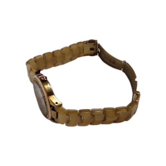 Anne Klein Tan Tortoise Shell Bracelet Watch 10/9956S Swarovski NEW BATTERY - Picture 7 of 16